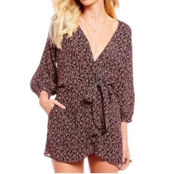 Free People Clara Dress Floral Wrap Dress Mini Long Sleeve Boho Size XS - Picture 5 of 9
